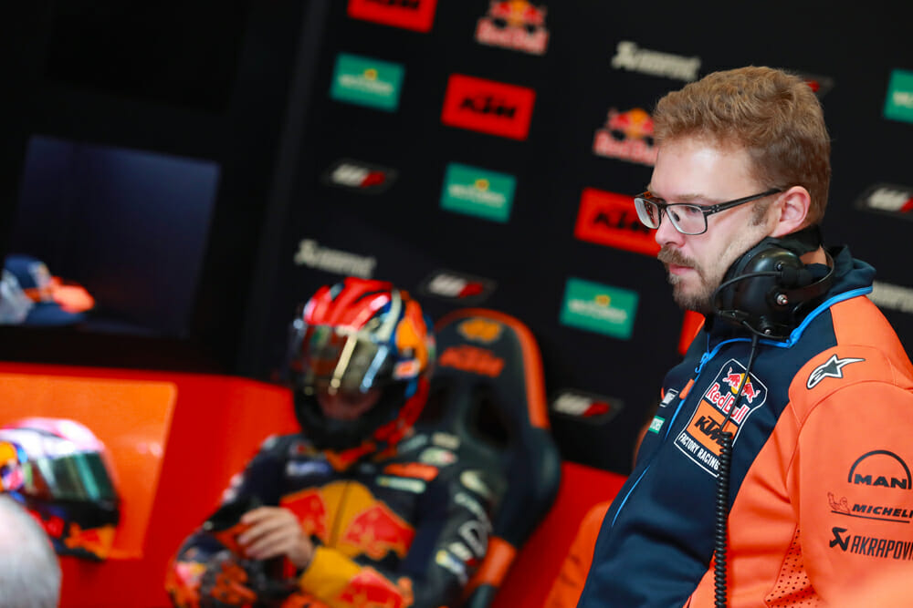 Sebastien Risse with his number-one charger Pol Espargaro.