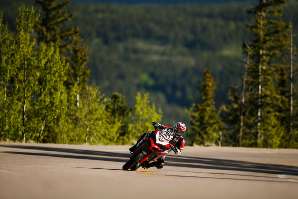 Codie Vahsholtz, competing on Multistrada 1260 in Heavyweight Division, qualifies in third place overall at Pikes Peak