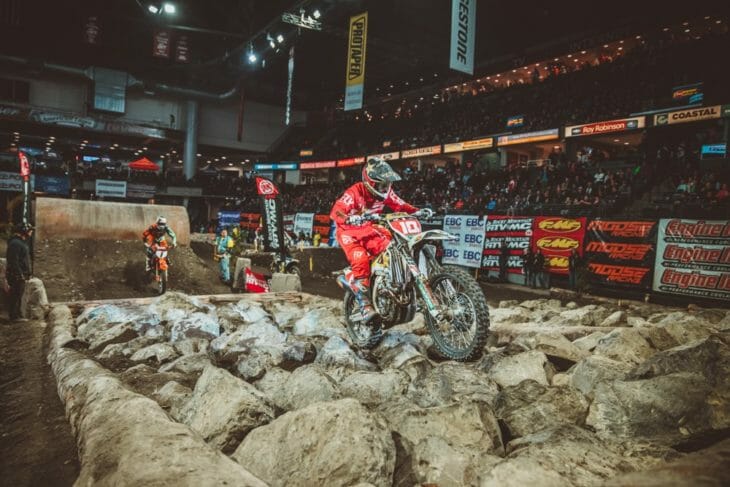 Colton Haaker competing in the 2018 AMA EnduroCross event in Everett Washington