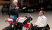 Legendary comedian Jay Leno talks motorcycles and MotoAmerica with Wayne Rainey at Leno's Garage in Burbank, California