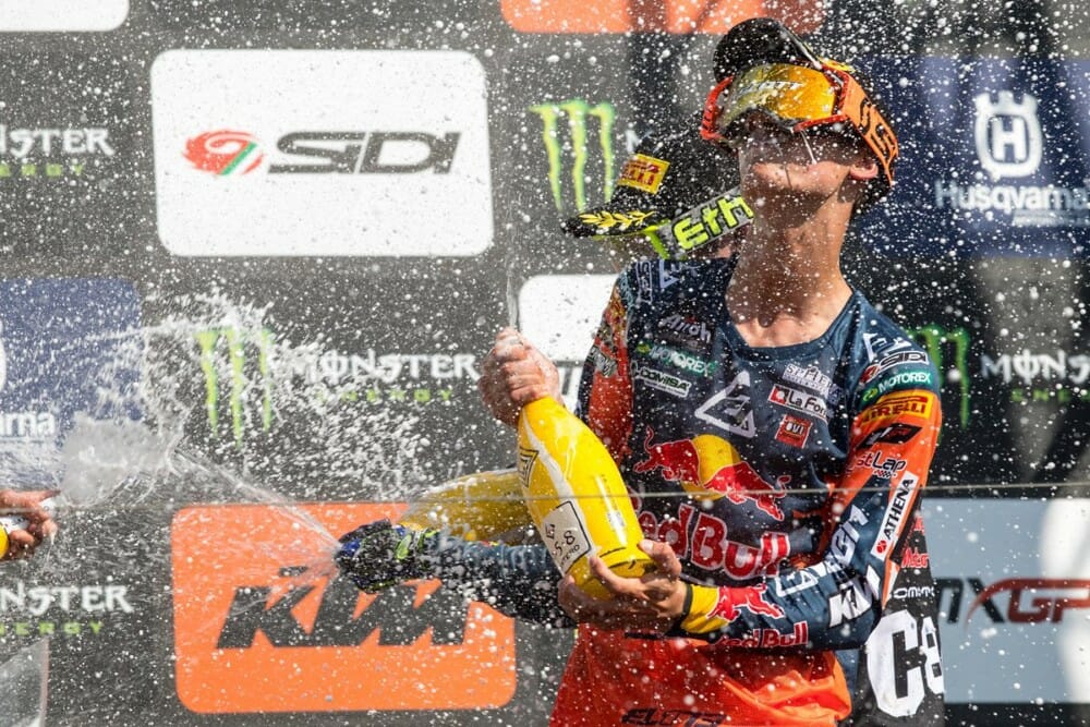 Jorge Prado celebrates at 2019 Teutschenthal MXGP