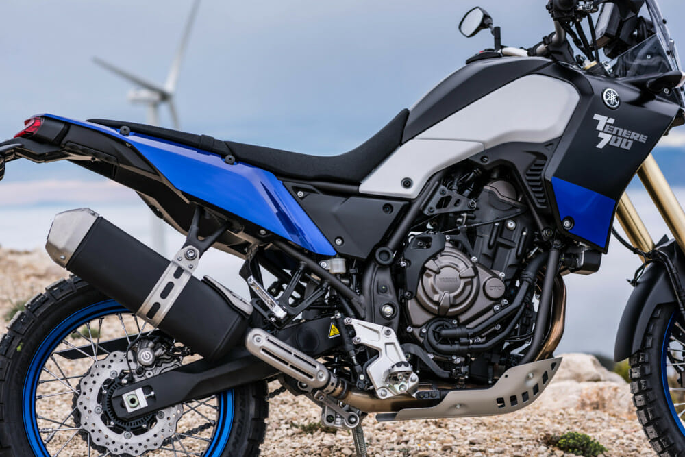 The Tenere 700 is powered by the finely capable CP2 parallel-twin engine made famous by Yamaha’s MT-07 street bike.