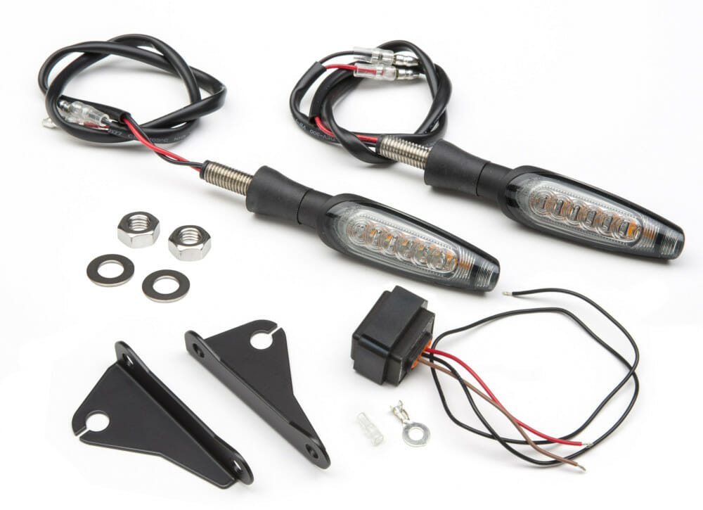 Yoshimura LED sequential rear kit contains a high quality LED relay and turn signal brackets.