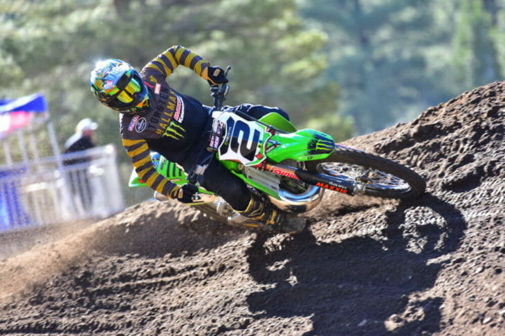 Kawasaki Team Green ambassador Jeremy McGrath kicked off the weekend in Mammoth for the vet portion of racing and in true traditional champion form came home with four big bear trophies