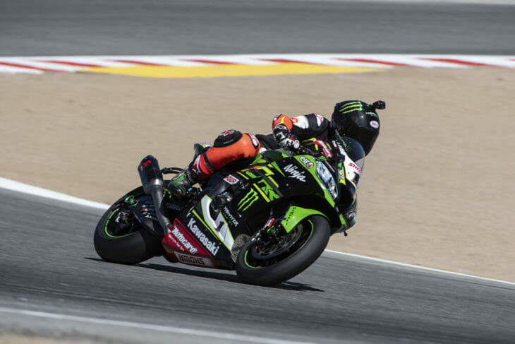 Jereemy McGrath riding Jonathan Rea's Kawasaki World Superbike