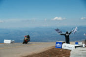 Rennie Scaysbrook crosses the finish line at the 2019 Pikes Peak Hill Climb.