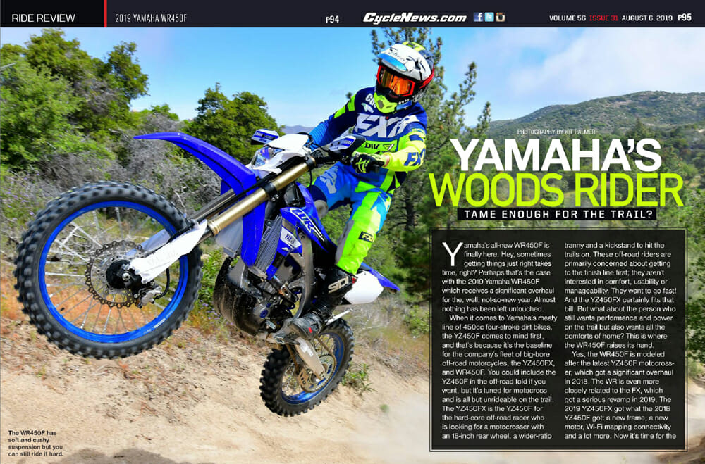 2019 Yamaha WR450F Review | Yamaha’s all-new WR450F is finally here, and it has received a significant overhaul. Read more in our 2019 Yamaha WR450F Review.
