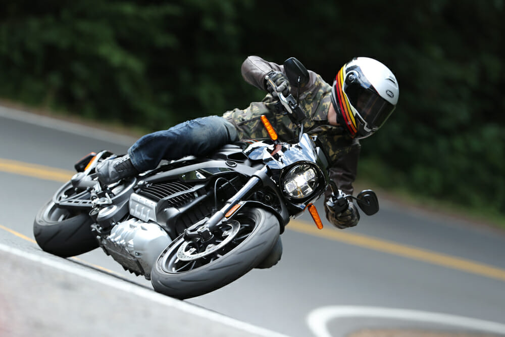 Despite the weight, it's surprising how hard you can hustle the 2020 Harley-Davidson LiveWire