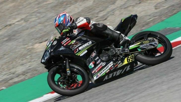 Dallas Daniels, shown here aboard the Quarterley Racing/On Track Development Kawasaki at the MotoAmerica Championship of Monterey, will race a Celtic HSBK Racing Yamaha in the Liqui Moly Junior Cup class at the MotoAmerica Championship of Pittsburgh. Photo by Brian J. Nelson.