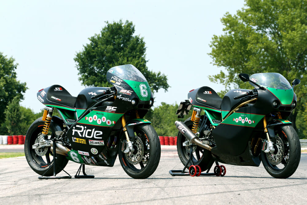 Dunlop’s racer (left) stands side-by-side with its production cousin.