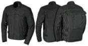 The StealthPack jacket from Scorpion Sports USA is a windproof, water-resistant armored textile jacket with a hidden, integrated backpack.