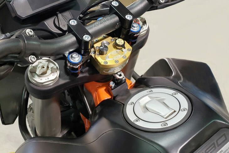 Scotts Performance has steering stabilizer kits to fit 2019-20 KTM 790 Adventure and 790 Adventure R models.