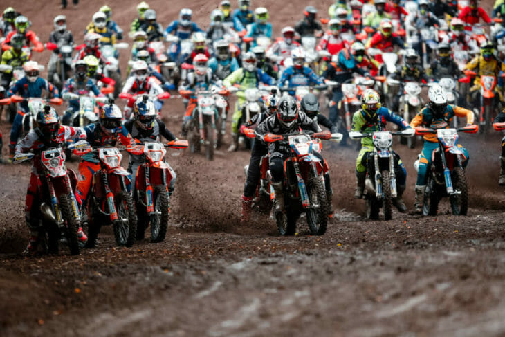 Race start of the World Enduro Super Series at Hawkstone Park, England on September 22, 2019
