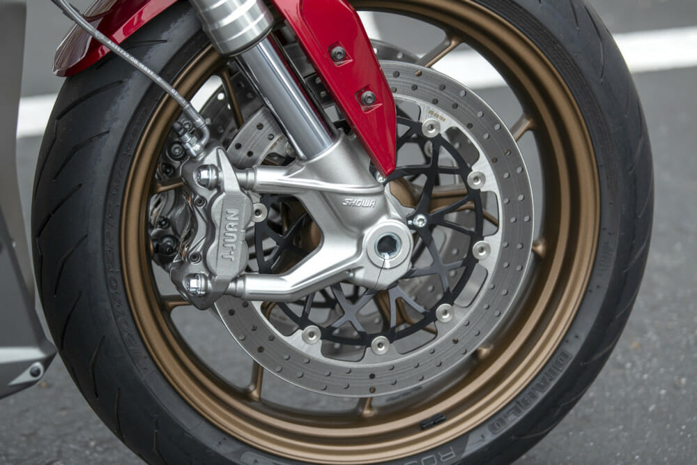 The four-piston J. Juan calipers on the2019 Zero SR/F are impressive in their performance.