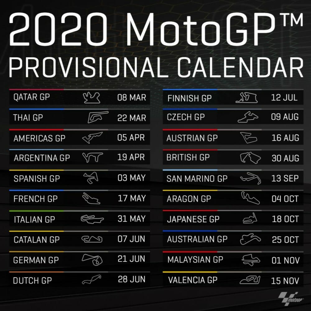 2020 MotoGP Provisional Calendar Released Cycle News