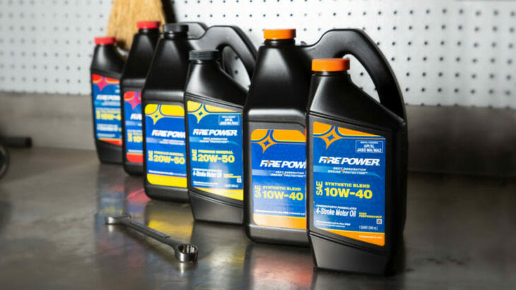 New Fire Power lineup of Racing Motor Oils includes full synthetic oils fortified with racing ester to withstand extreme heat and high rpm