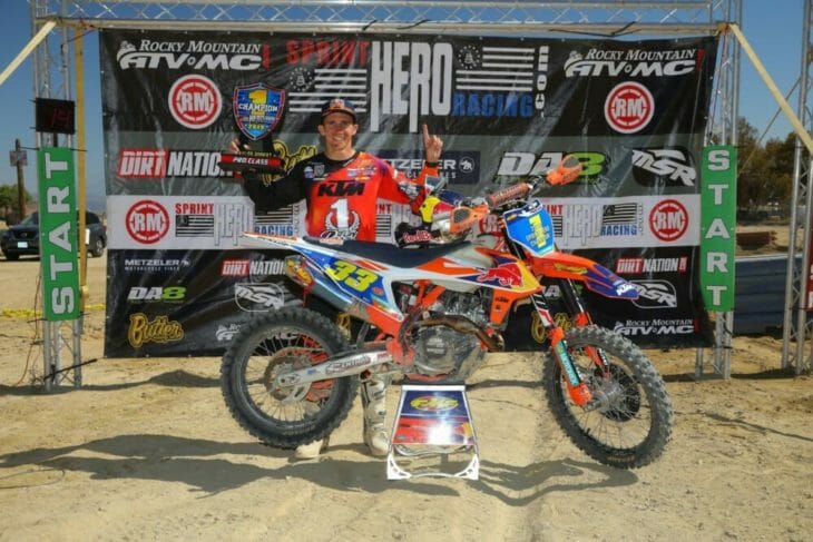 FMF KTM Factory Racing’s Taylor Robert clinched the 2019 Sprint Hero Racing Series Championship on Saturday at Glen Helen Raceway