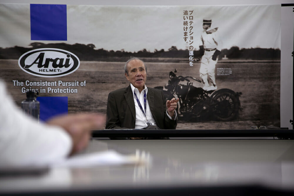 Arai Helmets 81-year-old president and CEO, Mitchio "Mitch" Arai.