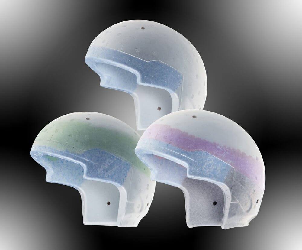The EPS liner on an Arai helmet.
