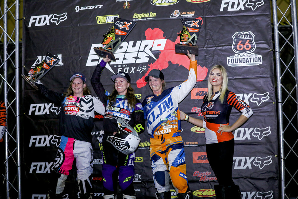 Shelby Turner (center), Rachael Gutish (left) and Maria Hahn shared the Women's class podium for the second race in a row. Photo: Jack Jaxon.