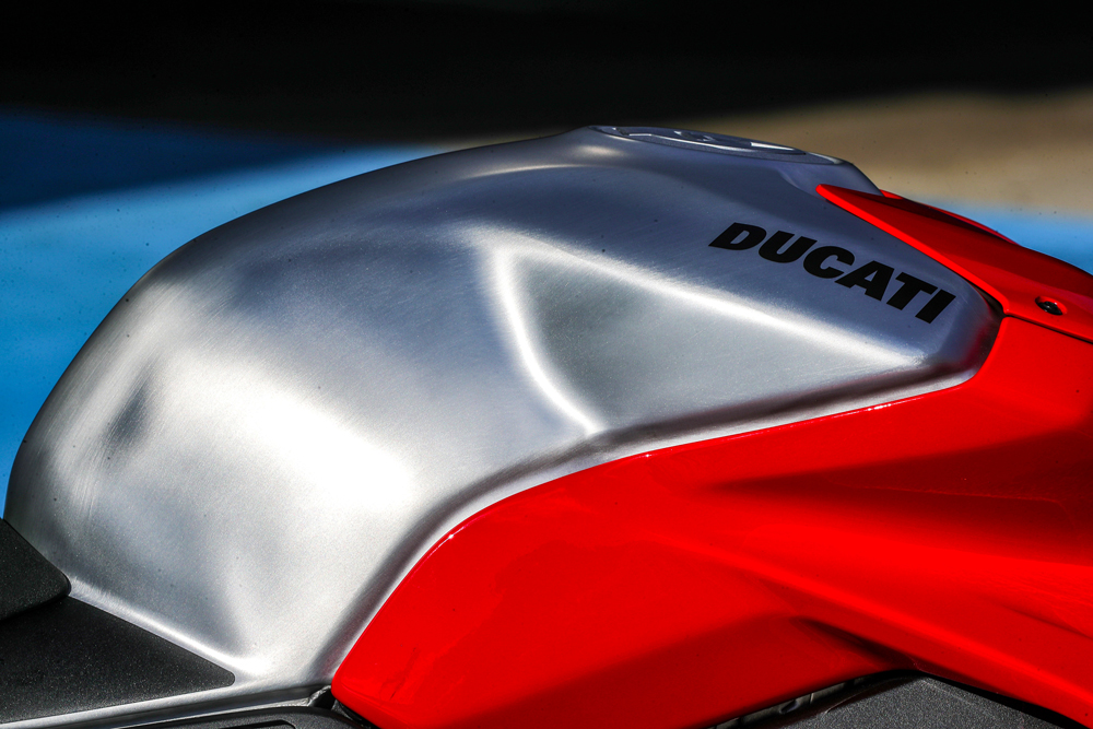 The 2019 Ducati Panigale V4 R has an alloy tank.