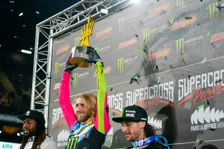 2019 Paris Supercross Results podium Justin Barcia - Malcolm Stewart - Dylan Ferrandis