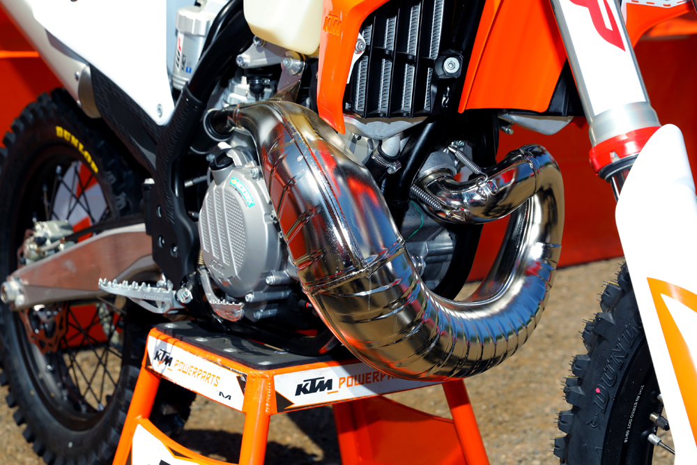 KTM's XC two-stroke range received many other updates besides EFI, including an all-new exhaust design.