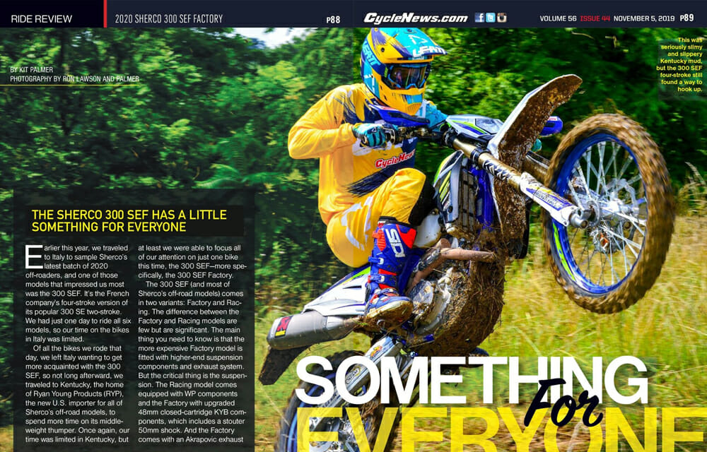 Cycle News travels to Italy to sample Sherco’s latest batch of 2020 off-roaders, and one of those models that impressed us most was the 2020 Sherco 300 SEF Factory.