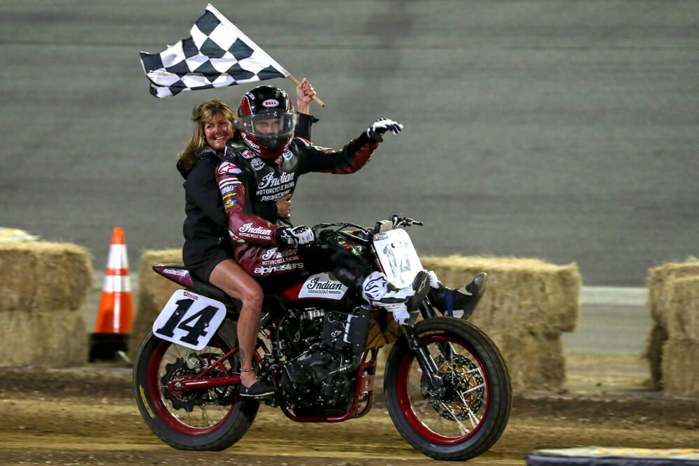 It was actually the Bauman brothers’ mother, Lisa Bauman, idea to get the boys involved with racing. Briar takes her for a victory lap after a big win at the season opener in Daytona Beach.