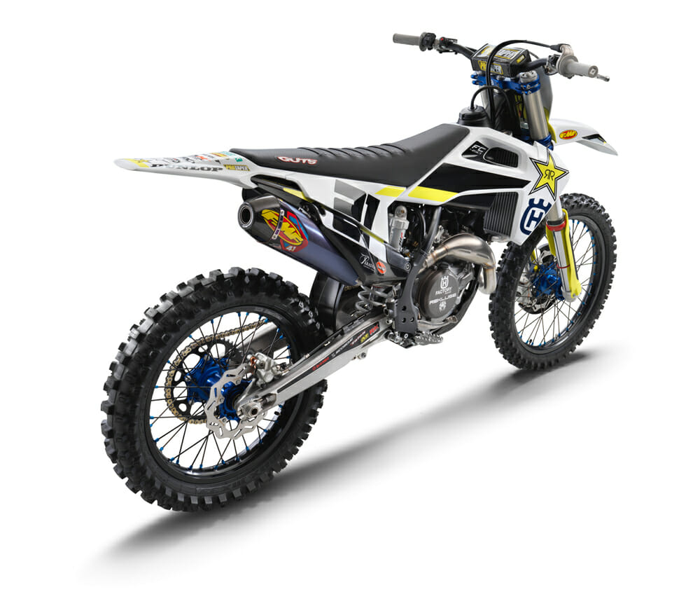 The competition-focused 2020 Husqvarna FC 450 Rockstar Edition features numerous upgrades over the standard FC 450.