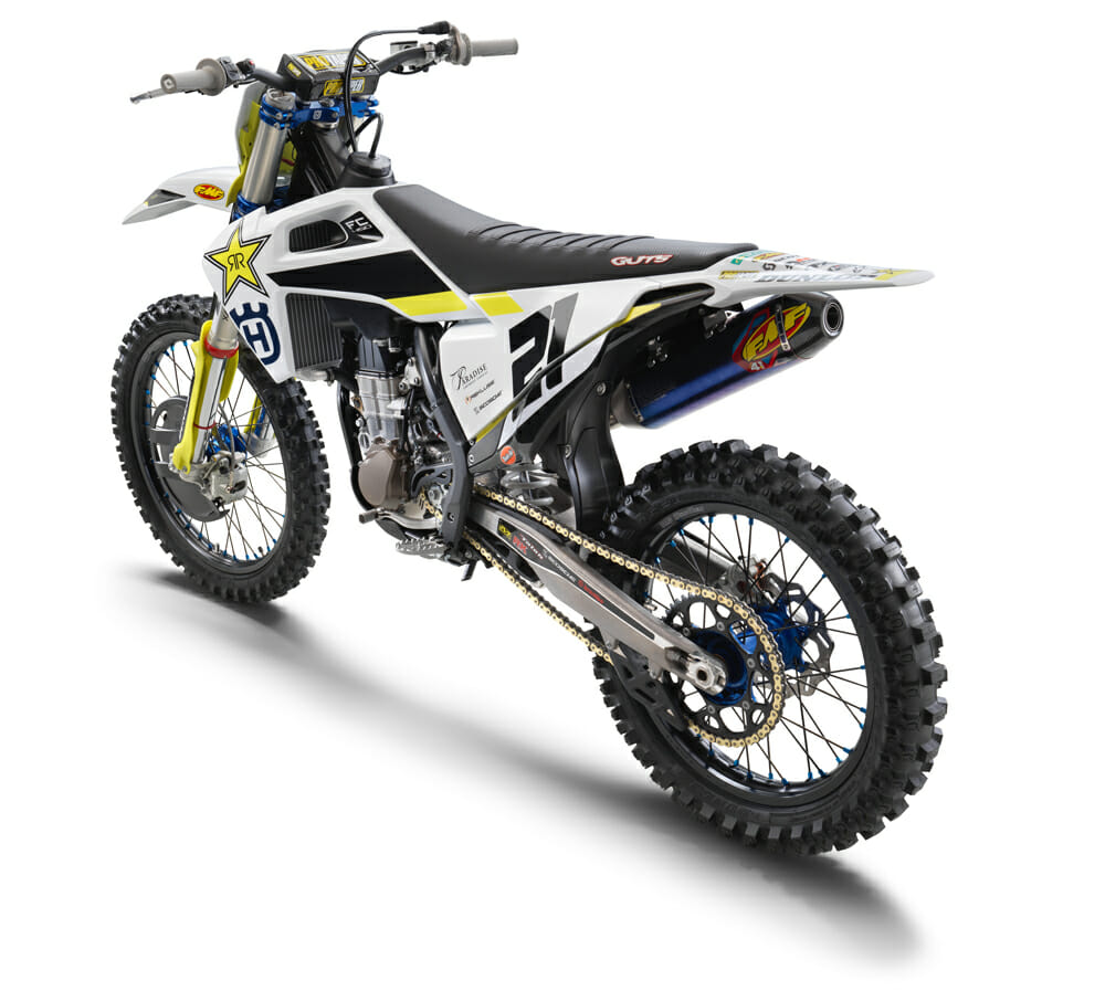The competition-focused 2020 Husqvarna FC 450 Rockstar Edition features numerous upgrades over the standard FC 450.