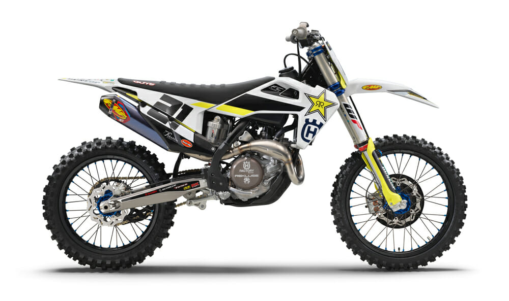 The competition-focused 2020 Husqvarna FC 450 Rockstar Edition features numerous upgrades over the standard FC 450.