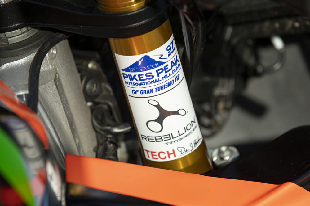 Rennie Scaysbrook used a NIX30 fork on the Pikes Peak-winning Aprilia Tuono 1100 RSV Factory racebike.