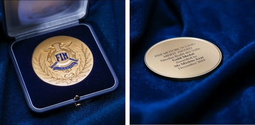 Arai Helmet Awarded First-Ever FIM Gold Medal as a Maker of Safety Equipment for Motorcycle Riders