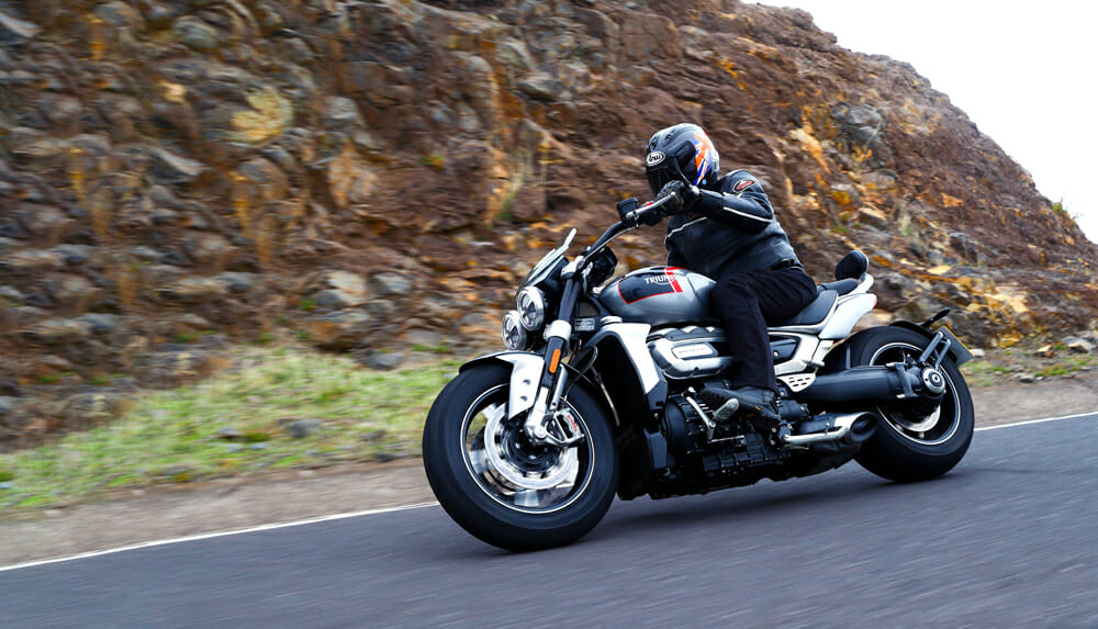 The 2020 Triumph Rocket 3 GT weighs more than the 2020 Triumph Rocket 3.