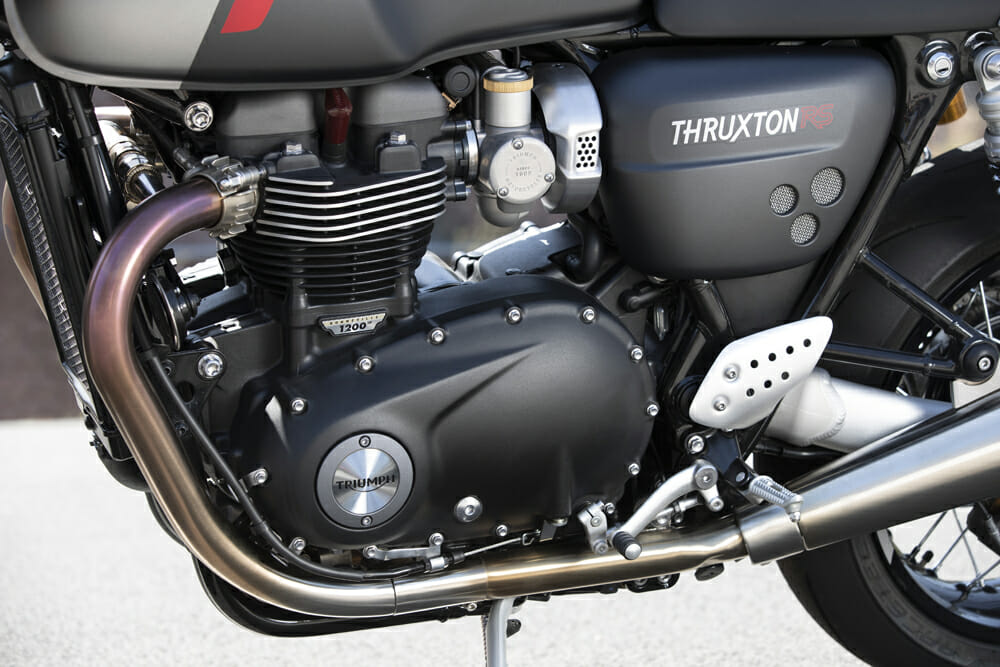 The 270-degree crank motor of the 2020 Triumph Thruxton RS delivers a lovely British drawl.