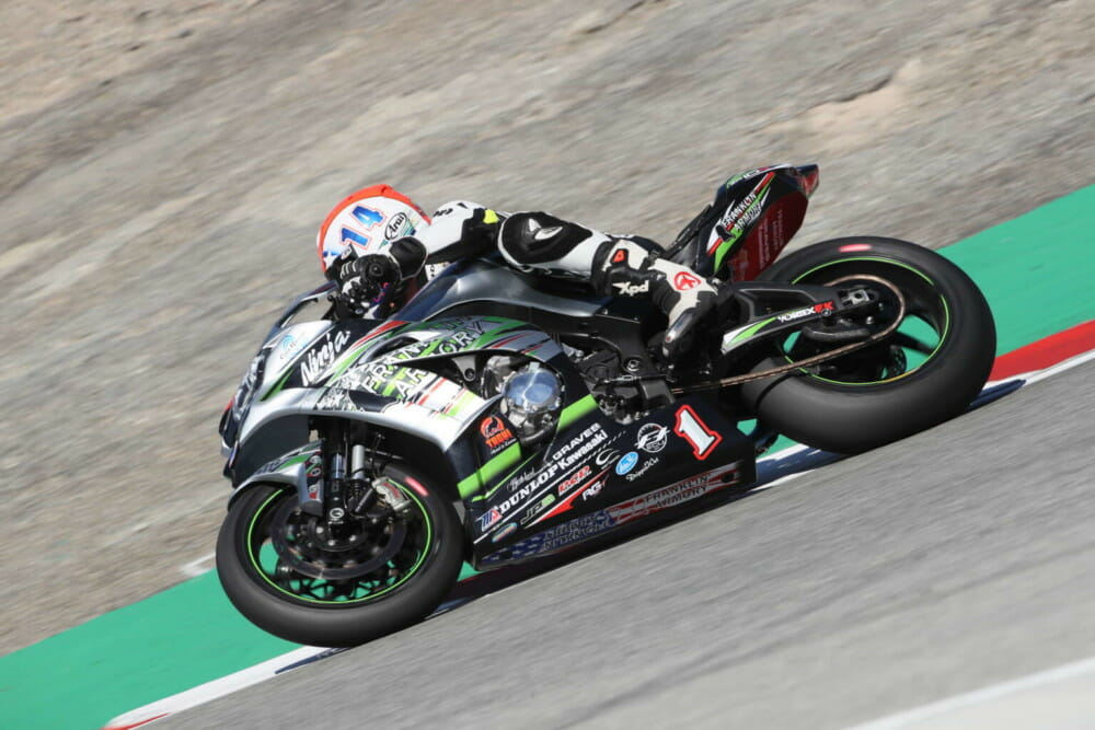 Andrew Lee won the 2019 MotoAmerica Stock 1000 class on his Kawasaki. 
