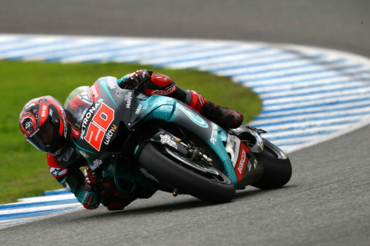 Fabio Quartararo sings for Yamaha corner 