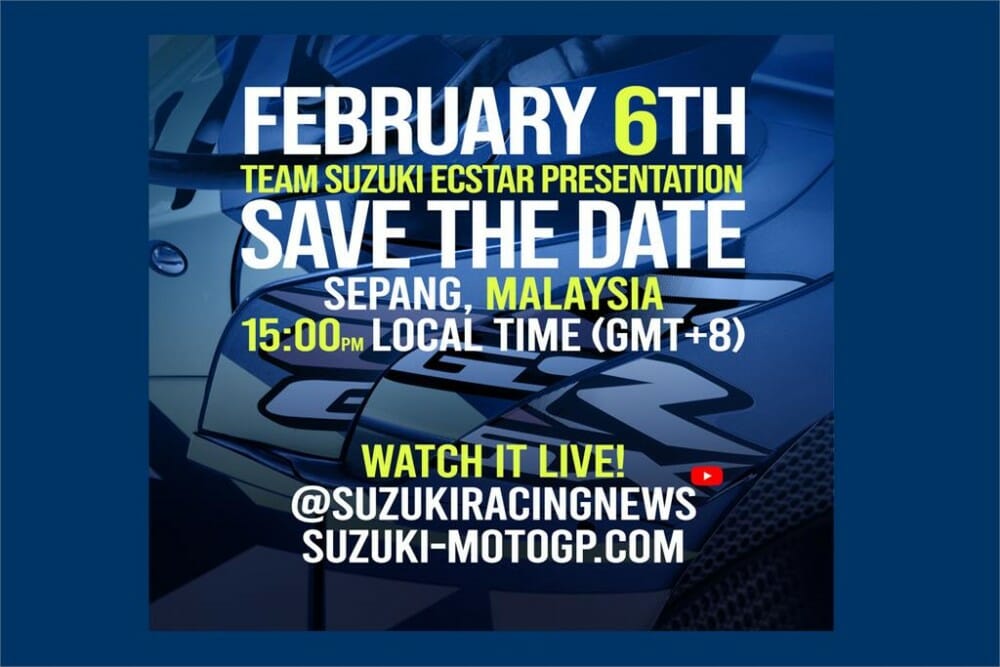 Team Suzuki Ecstar will launch the 2020 MotoGP team and GSX-RR at Sepang on February 6