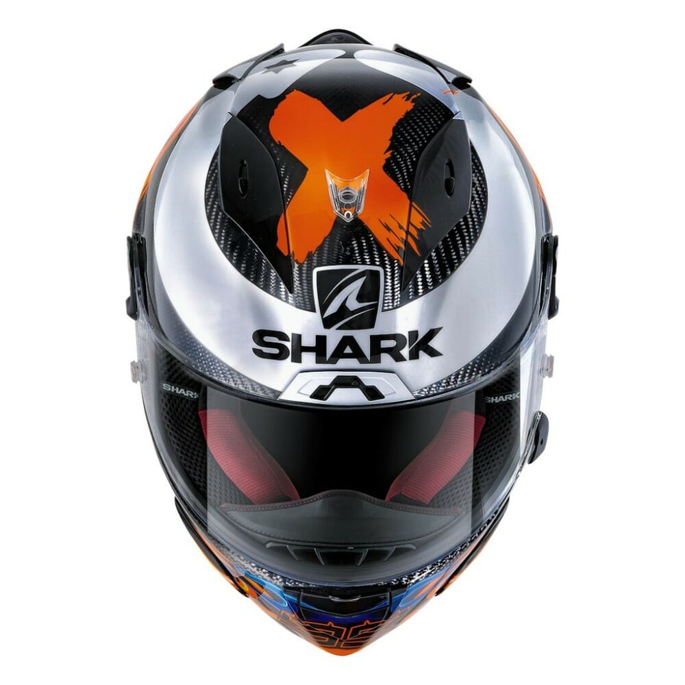 Shark has a new 2020 edition of Lorenzo Replica graphics on its high end carbon-fiber Race-R Pro Carbon helmet.