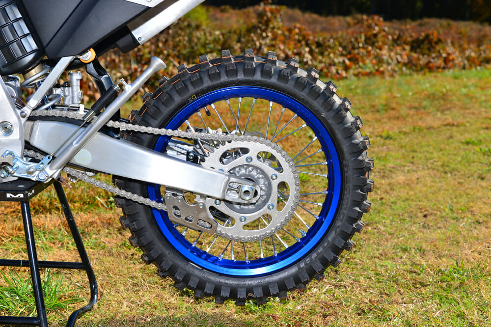 The 2020 Yamaha YZ125X has an 1-inch rear wheel.