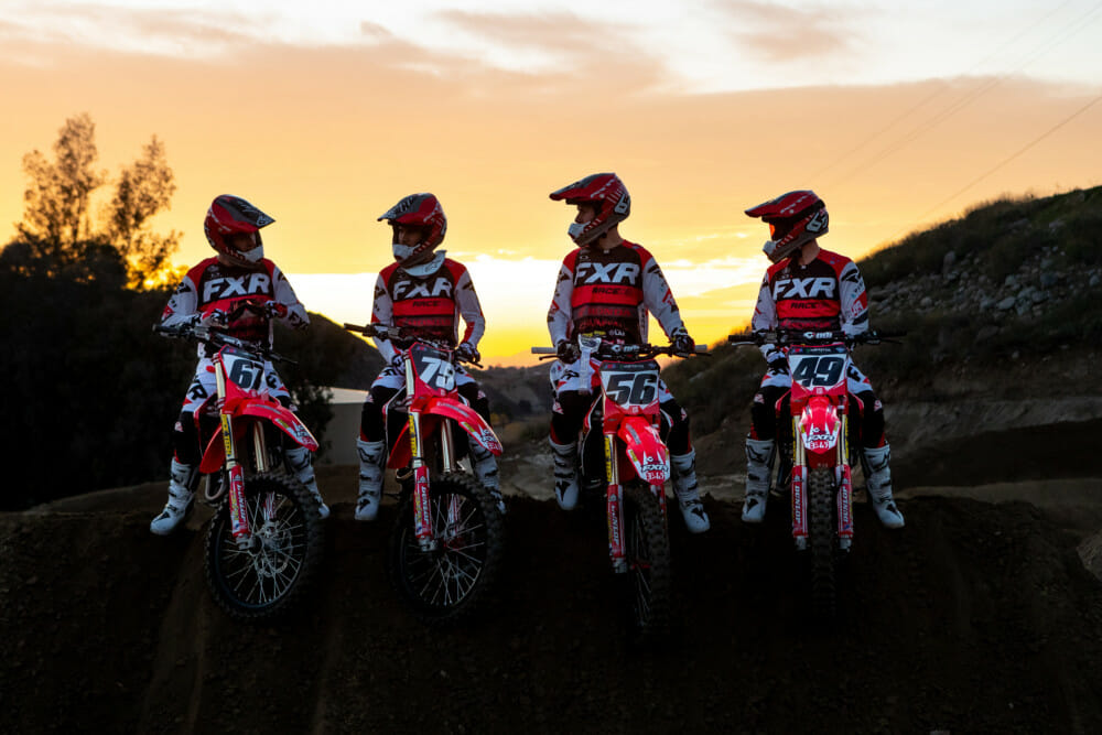 FXR Chaparral Honda riders Jerry Robin (67), Coty Schock (75), Justin Starling (56) and Chris Blose (49).