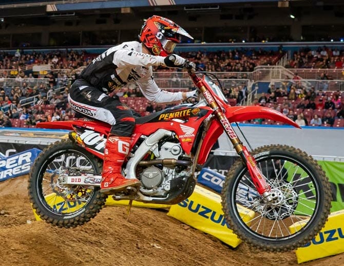 Luke Clout of the Penrite Honda team is in seventh place in the 250SX West standings.
