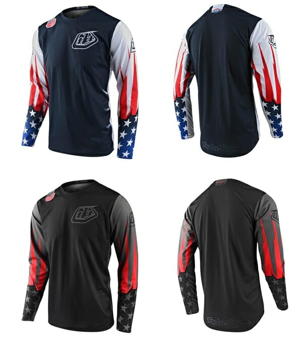 Troy Lee Designs Limited Edition Liberty Collection pays tribute to the USA with red-white-and-blue designs.