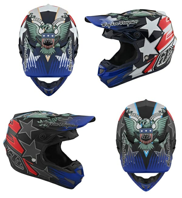 Troy Lee Designs SE4 Carbon LTD Liberty Adult Off-Road Motorcycle Helmet Red/White/Blue/X-Large 