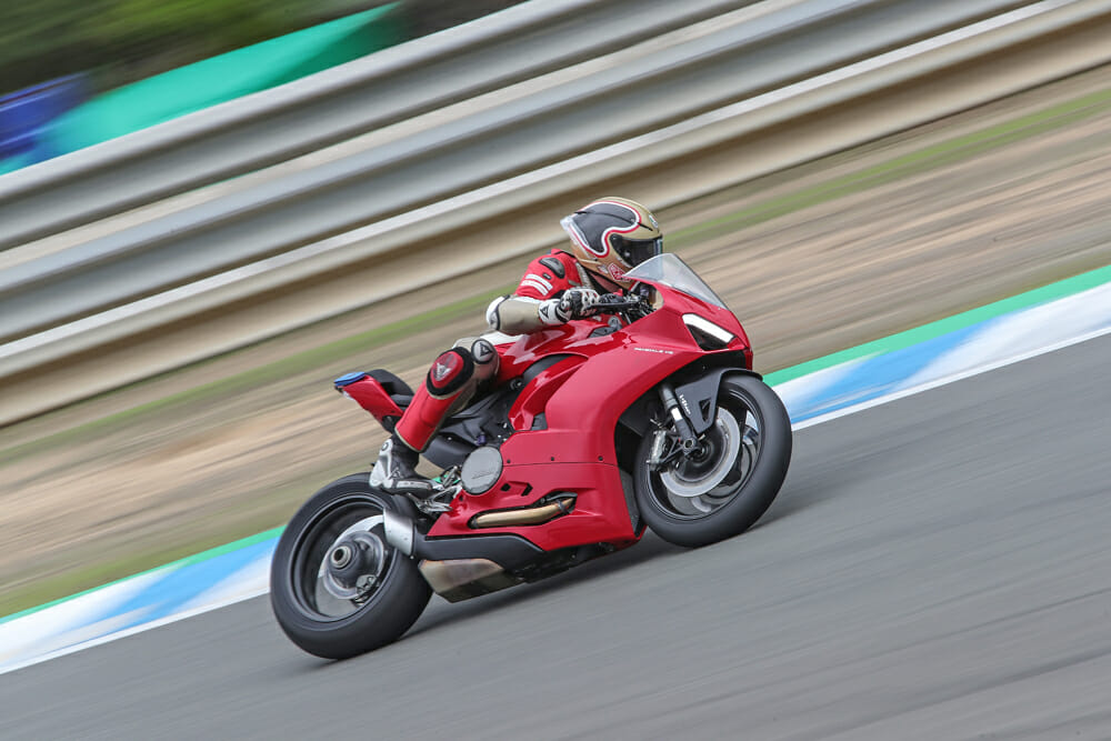 2020 Ducati Panigale V2 in turn four at Jerez.