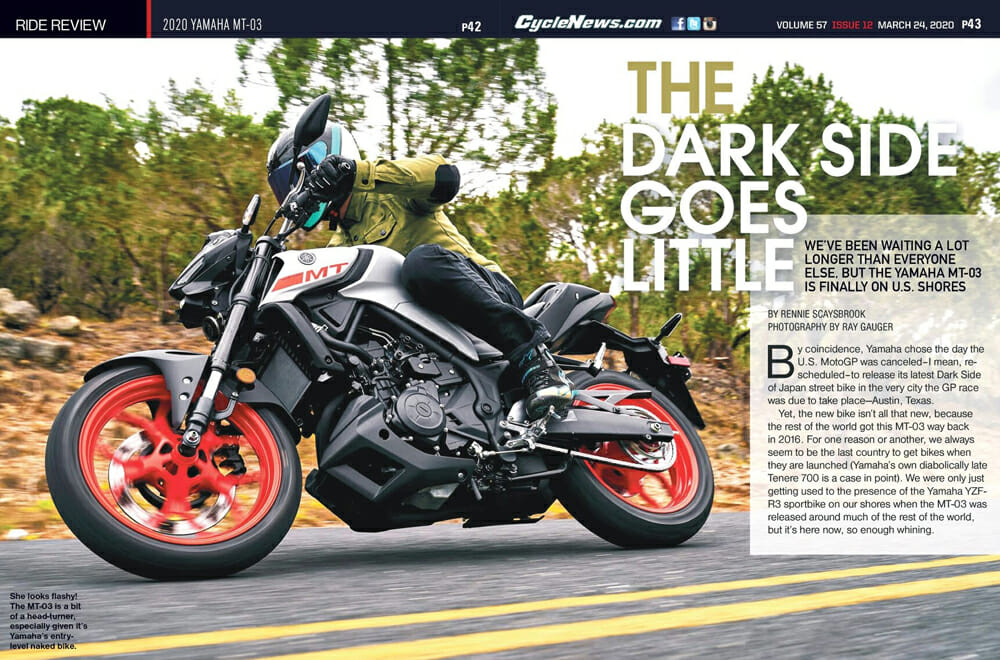 2020 Yamaha MT-03 Review | We’ve been waiting a lot longer than everyone else, but the Yamaha MT-03 is finally on U.S. shores.