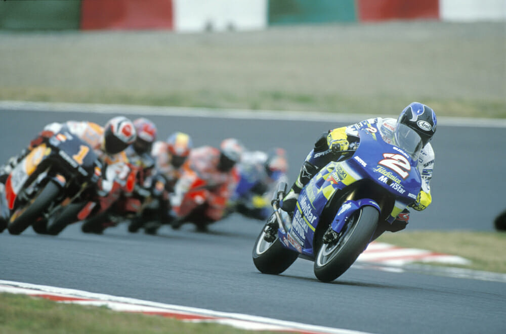 Kenny Roberts Jr. on the 2000 Suzuki RGV500 at the Japanese Grand Prix.