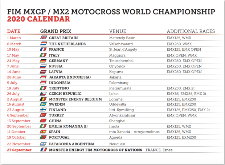 MXGP Calendar Update