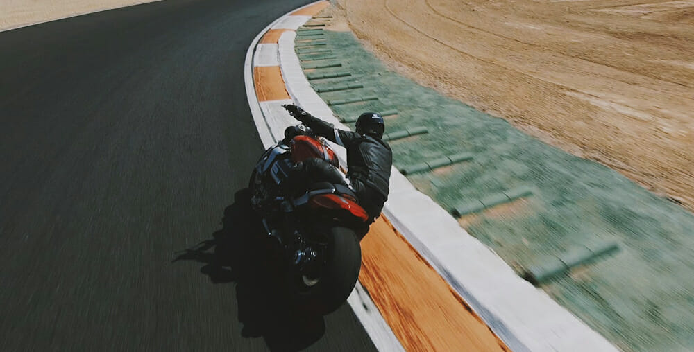 Triumph Rocket 3 R at Cartagena racetrack in Spain